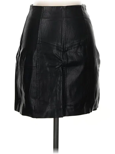 Pre-owned Stradivarius Faux Leather Skirt In Black