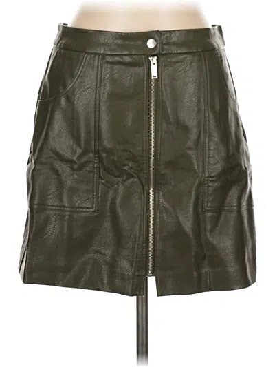 Pre-owned Stradivarius Faux Leather Skirt In Green