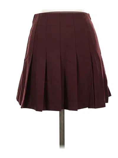 Pre-owned Stradivarius Formal Skirt In Burgundy