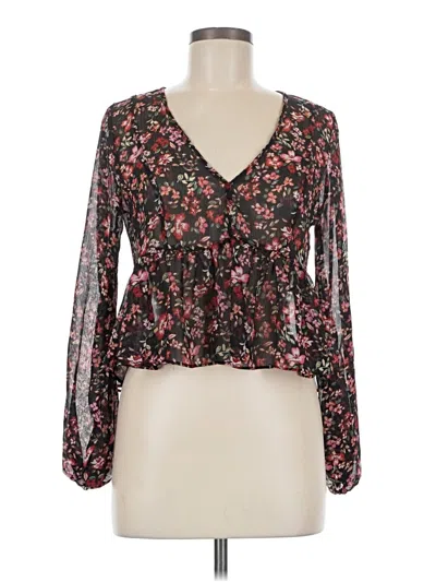 Pre-owned Stradivarius Long Sleeve Blouse In Black