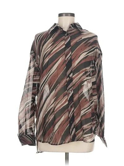 Pre-owned Stradivarius Long Sleeve Blouse In Brown