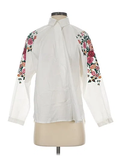 Pre-owned Stradivarius Long Sleeve Blouse In White