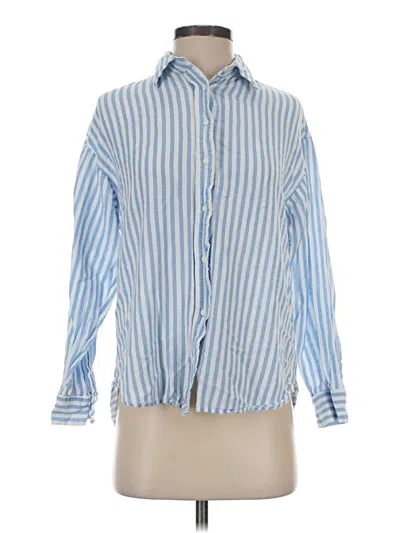 Pre-owned Stradivarius Long Sleeve Button Down Shirt In Blue