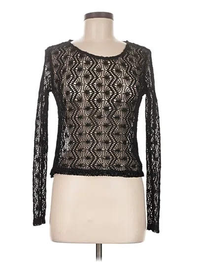 Pre-owned Stradivarius Long Sleeve Top Black Square Neckline Tops