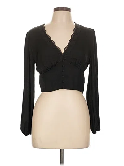 Pre-owned Stradivarius Long Sleeve Top Black Sweetheart Neckline Tops