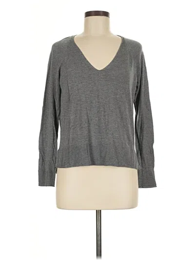 Pre-owned Stradivarius Long Sleeve Top Gray V Neck Tops