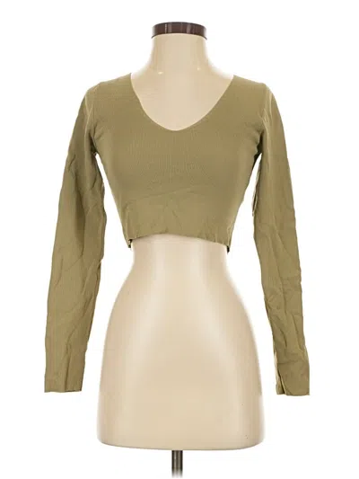 Pre-owned Stradivarius Long Sleeve Top Green Sweetheart Neckline Tops