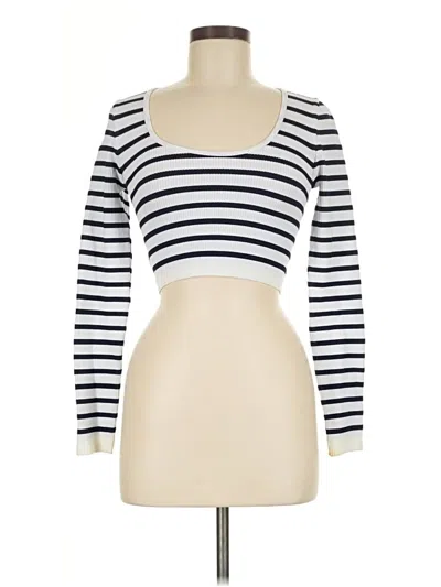 Pre-owned Stradivarius Long Sleeve Top Ivory Sweetheart Neckline Tops