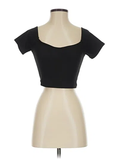 Pre-owned Stradivarius Short Sleeve Top Black Sweetheart Neckline Tops
