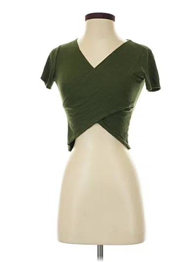 Pre-owned Stradivarius Short Sleeve Top Green Sweetheart Neckline Tops