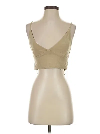 Pre-owned Stradivarius Sleeveless Top Tan Sweetheart Neckline Tops In Brown