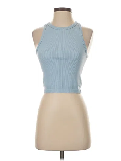 Pre-owned Stradivarius Tank Top Blue Halter Neckline Tops