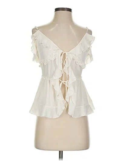 Pre-owned Stradivarius Tank Top Ivory Plunge Neckline Tops