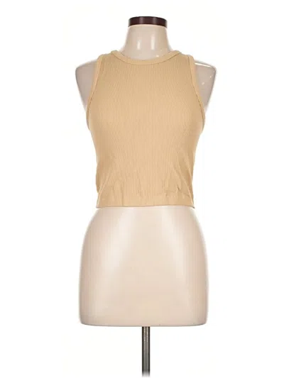 Pre-owned Stradivarius Tank Top Tan Halter Neckline Tops