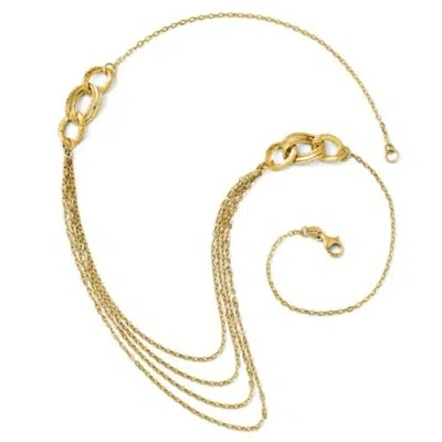 Pre-owned Strand 14k Yellow Gold 4  Fancy Layer Rope Necklace - Made In Italy - 18" Length