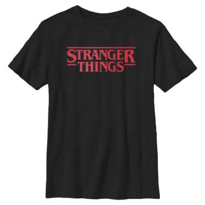 Stranger Things Kids' Boy's  Blurry Classic Red Logo  Graphic T-shirt In Black
