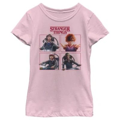 Stranger Things Kids' Girl's  Character Squares  Graphic T-shirt In Pink
