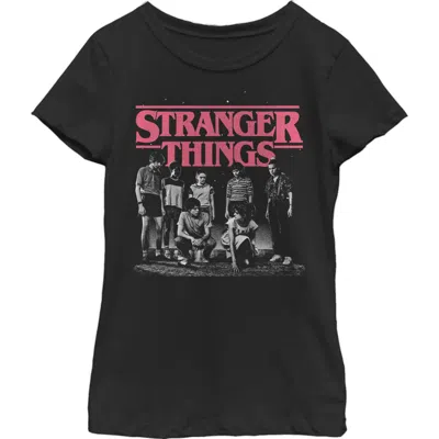 Stranger Things Kids' Girl's  Title Logo Faded Graphic T-shirt In Black