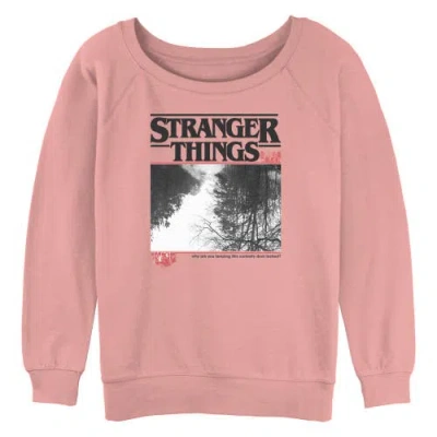 Stranger Things Junior's  Curiosity Door Locked Sweatshirt In Pink