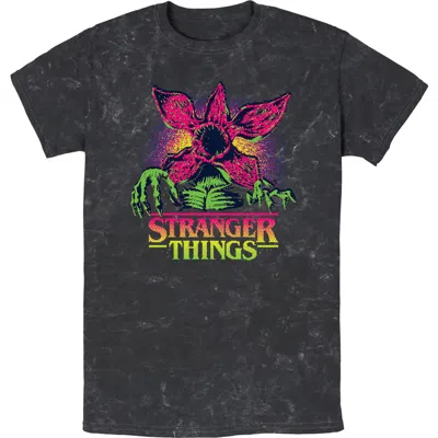 Stranger Things Mens  Demogorgon Neon Pixel Logo T Shirt In Gray