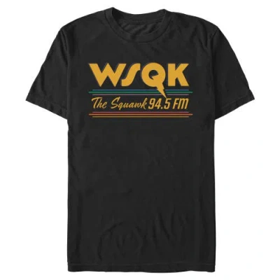 Stranger Things Retro Radio The Squawk Wsqk 94.5 Fm Stripes Graphic T-shirt In Black