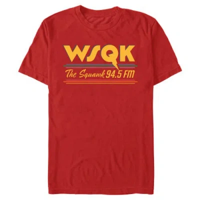 Stranger Things Retro Radio The Squawk Wsqk 94.5 Fm Stripes Graphic T-shirt In Red