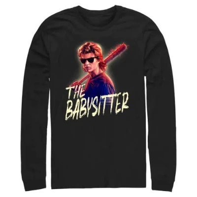 Stranger Things Steve The Babysitter Portrait Long Sleeve Shirt In Black