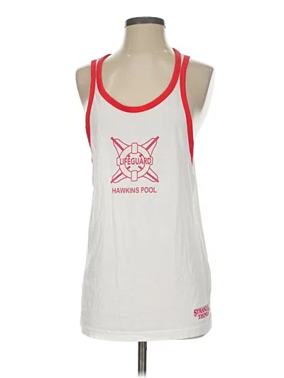 Pre-owned Stranger Things Tank Top White Halter Neckline Tops