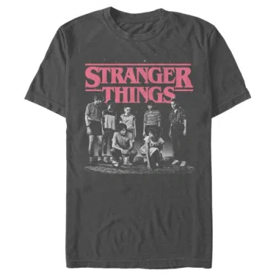 Stranger Things Title Logo Faded Graphic T-shirt In Gray