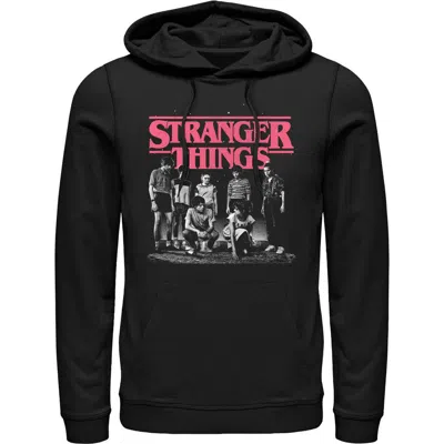 Stranger Things Title Logo Faded Pull Over Hoodie In Black