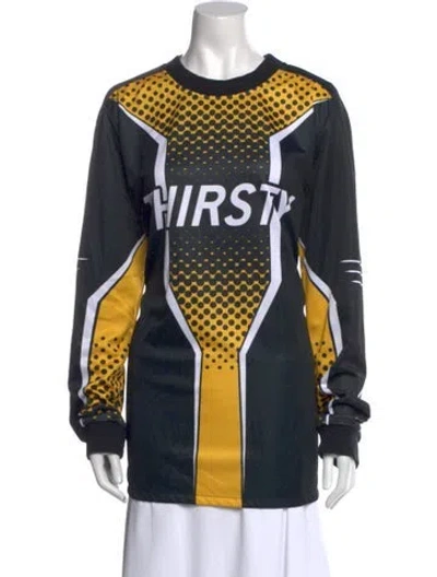 Pre-owned Strateas Carlucci Graphic Print Crew Neck Tunic In Blue