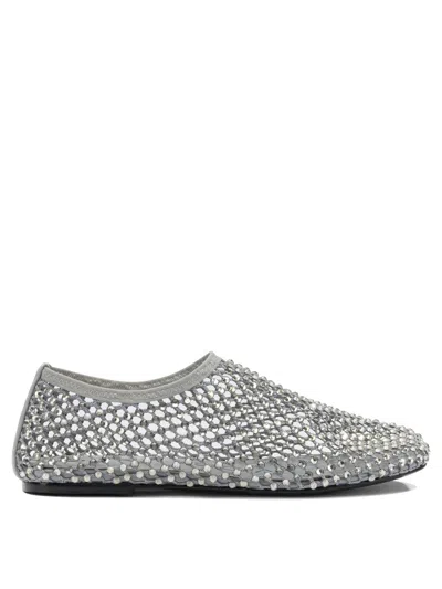 Strategia Grey Mesh Rubber Ballerinas In Silver