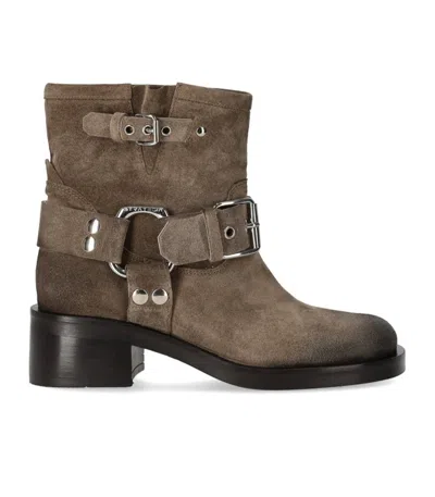 Strategia Beige Biker Boot In Brown