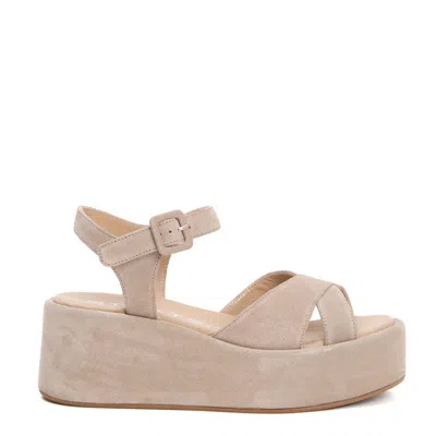 Strategia Beige Suede Wedge Sandals In Neutrals