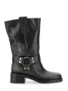 Strategia Black Ankle Boots With Studs And Ring In Leather Woman In Black