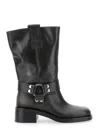 STRATEGIA BLACK ANKLE BOOTS WITH STUDS AND RING IN LEATHER WOMAN