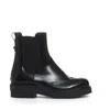 Strategia Black Leather Ankle Boots With Brogue Detailing In Black