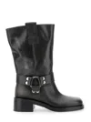 Strategia Black Ankle Boots With Studs And Ring In Leather Woman In Black