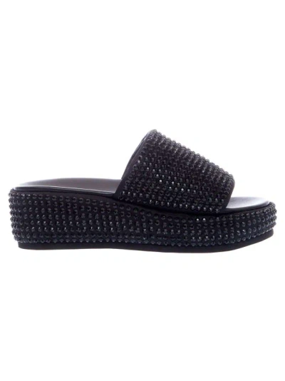 Strategia Black Rhinestone Slipper