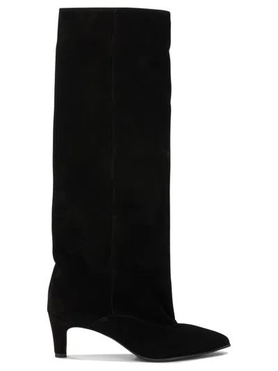 Strategia Black Suede Leather Boots Ankle