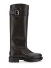 Strategia Brown Knee-high Boots With Buckle In Leather Woman