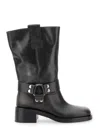 Strategia Black Ankle Boots With Studs And Ring In Leather Woman In Black