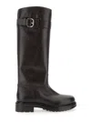 Strategia Brown Knee-high Boots With Buckle In Leather Woman In Black
