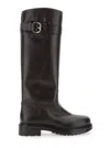 Strategia Brown Knee-high Boots With Buckle In Leather Woman In Black