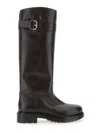 Strategia Brown Knee-high Boots With Buckle In Leather Woman In Brown