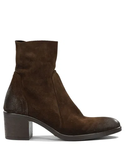 Strategia Brown Leather Rubber Boots Ankle