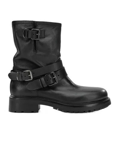 Strategia Buckle-detail Leather Boots In Black