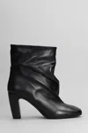 Strategia High Heels Ankle Boots In Black Leather In Black