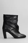 Strategia High Heels Ankle Boots In Black Leather In Black