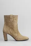 Strategia High Heels Ankle Boots In Camel Suede In Camel